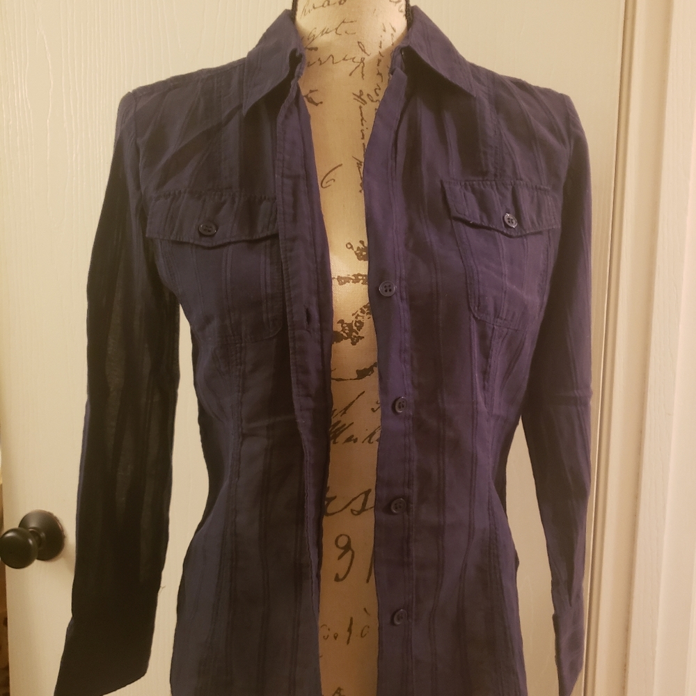Long sleeve navy button down